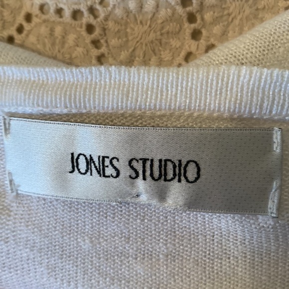 Jones Studio Linen Drape Front Cardigan White Size Medium - Picture 4 of 10
